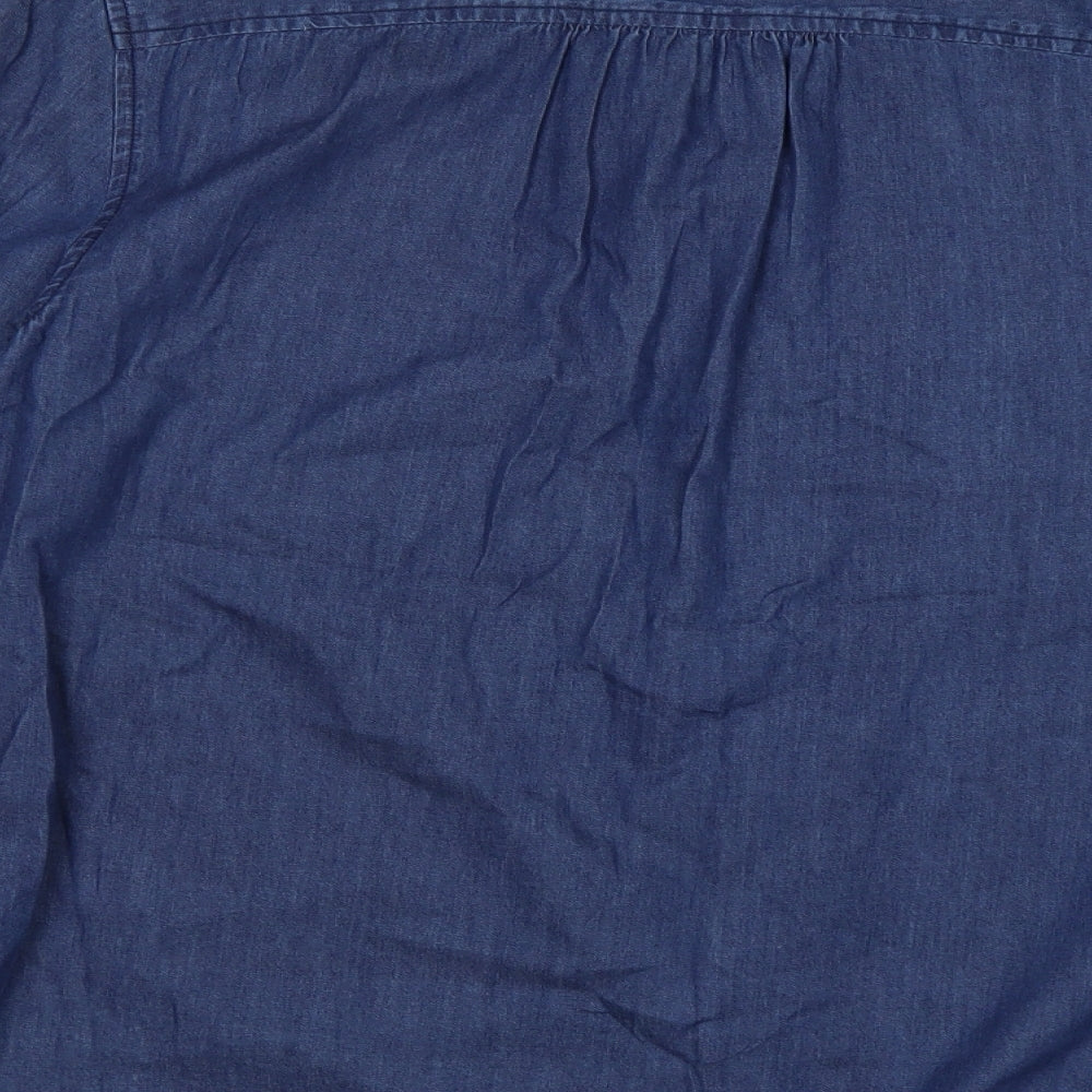 George Womens Blue  Cotton Basic Button-Up Size 22 Collared