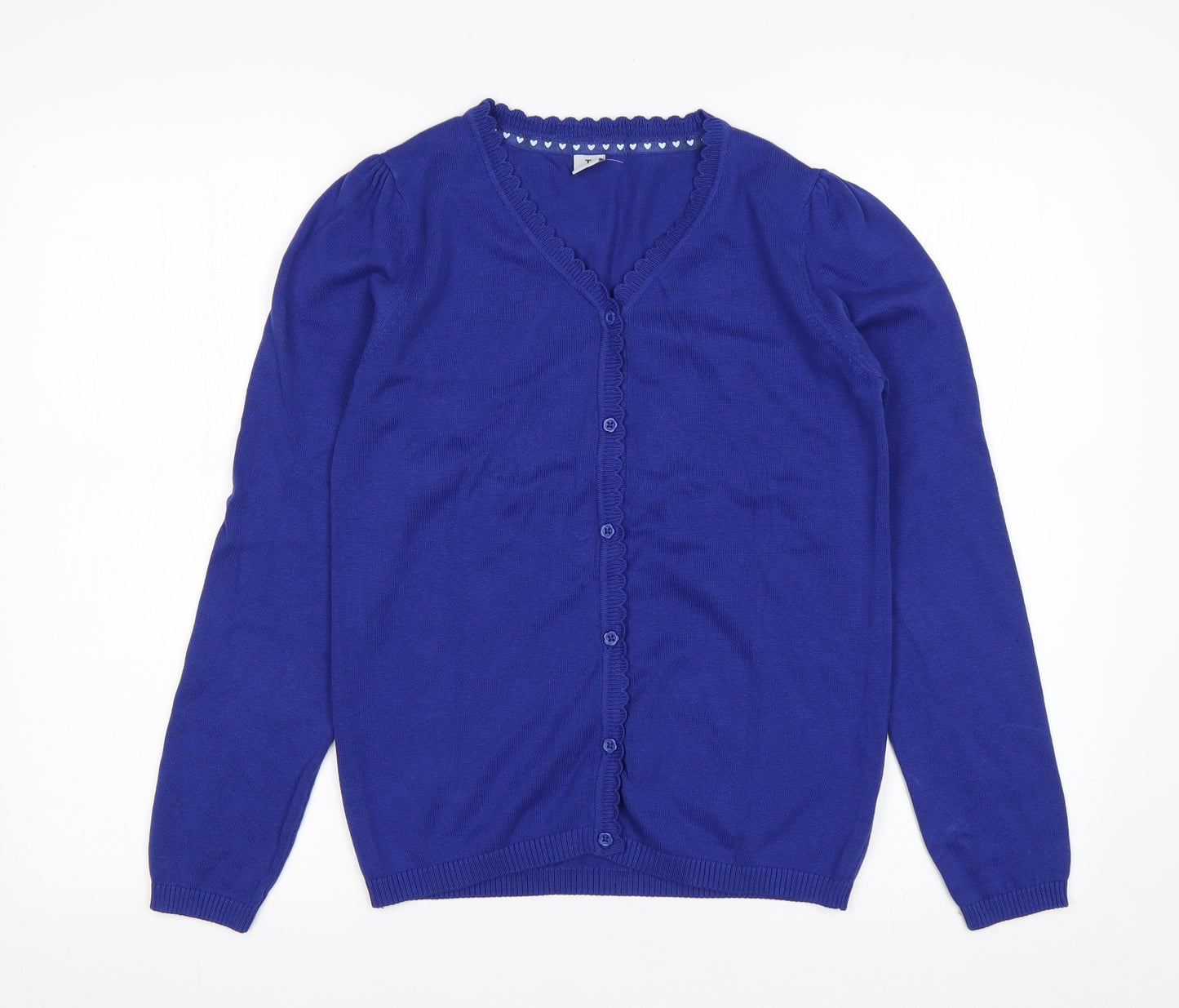 TU Girls Blue V-Neck  Cotton Cardigan Jumper Size 11 Years   - School wear