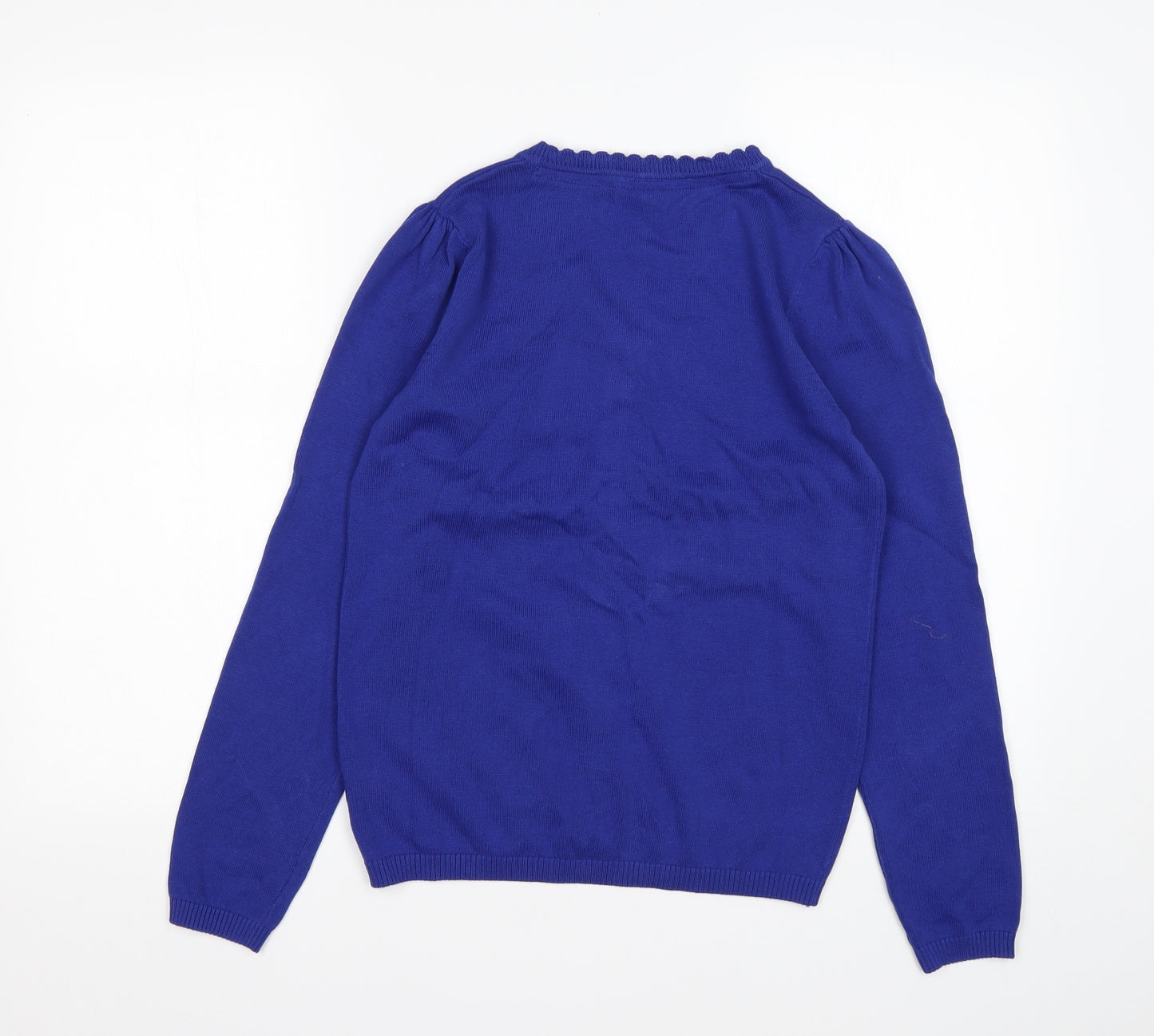 TU Girls Blue V-Neck  Cotton Cardigan Jumper Size 11 Years   - School wear