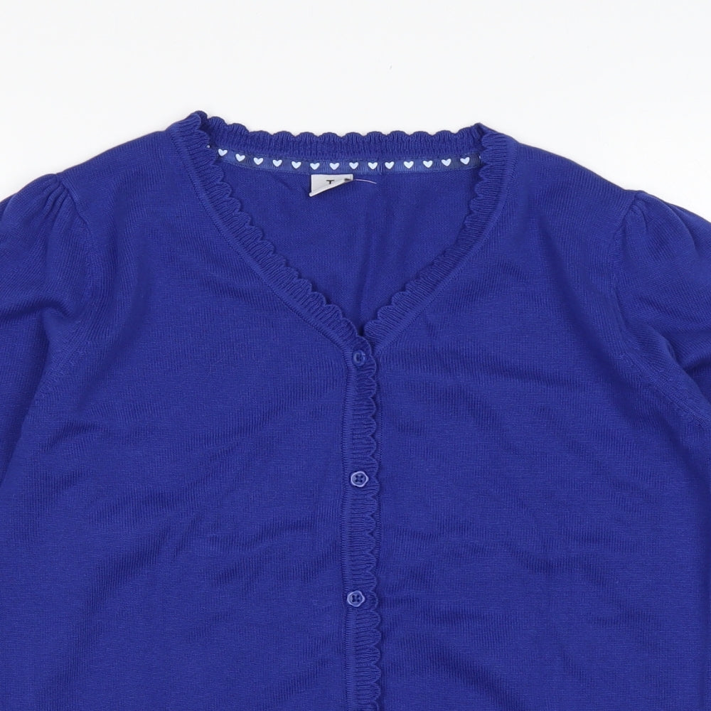 TU Girls Blue V-Neck  Cotton Cardigan Jumper Size 11 Years   - School wear
