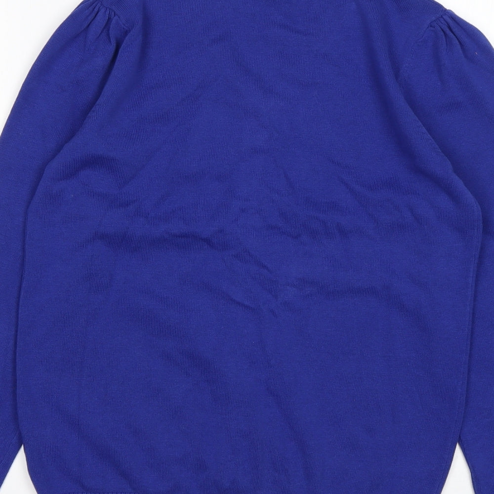 TU Girls Blue V-Neck  Cotton Cardigan Jumper Size 11 Years   - School wear