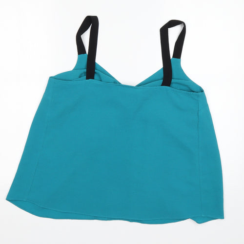 Papaya Womens Green  Polyester Basic Blouse Size 12 V-Neck