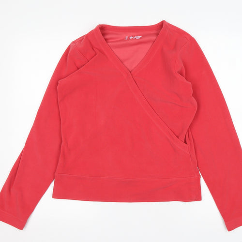 M&S Womens Pink V-Neck  Polyester Pullover Jumper Size 12