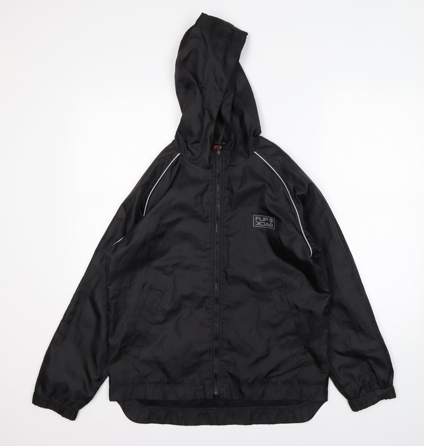 FlipBack Boys Black   Windbreaker Jacket Size 11-12 Years