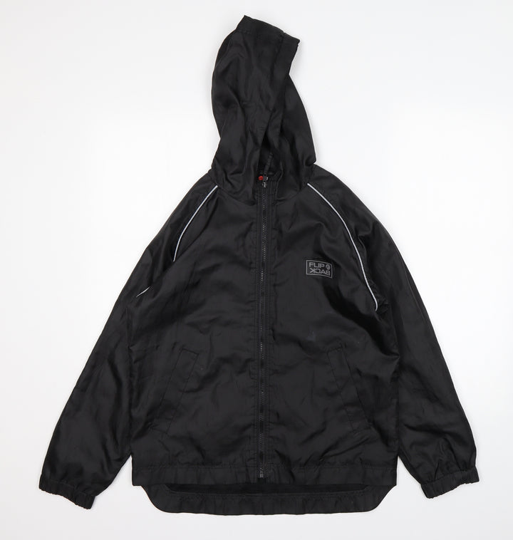 FlipBack Boys Black   Windbreaker Jacket Size 11-12 Years