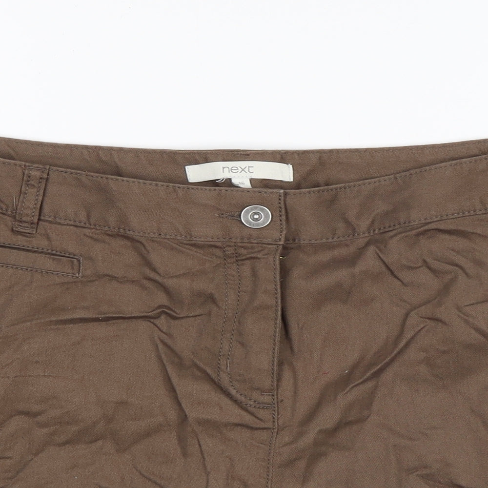 NEXT Womens Brown  Cotton Chino Shorts Size 16 L5 in Regular