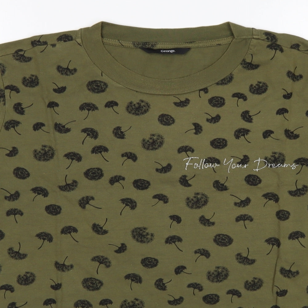 George Womens Green Floral Modal Top Pyjama Top Size 14