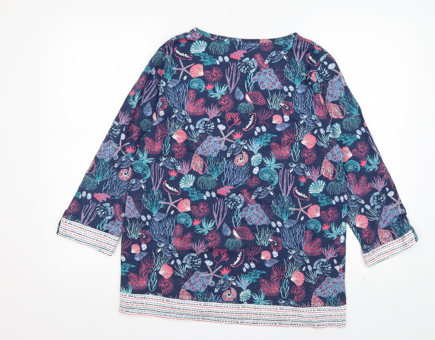 Country Rose  Womens Multicoloured Floral Cotton Basic T-Shirt Size M Round Neck