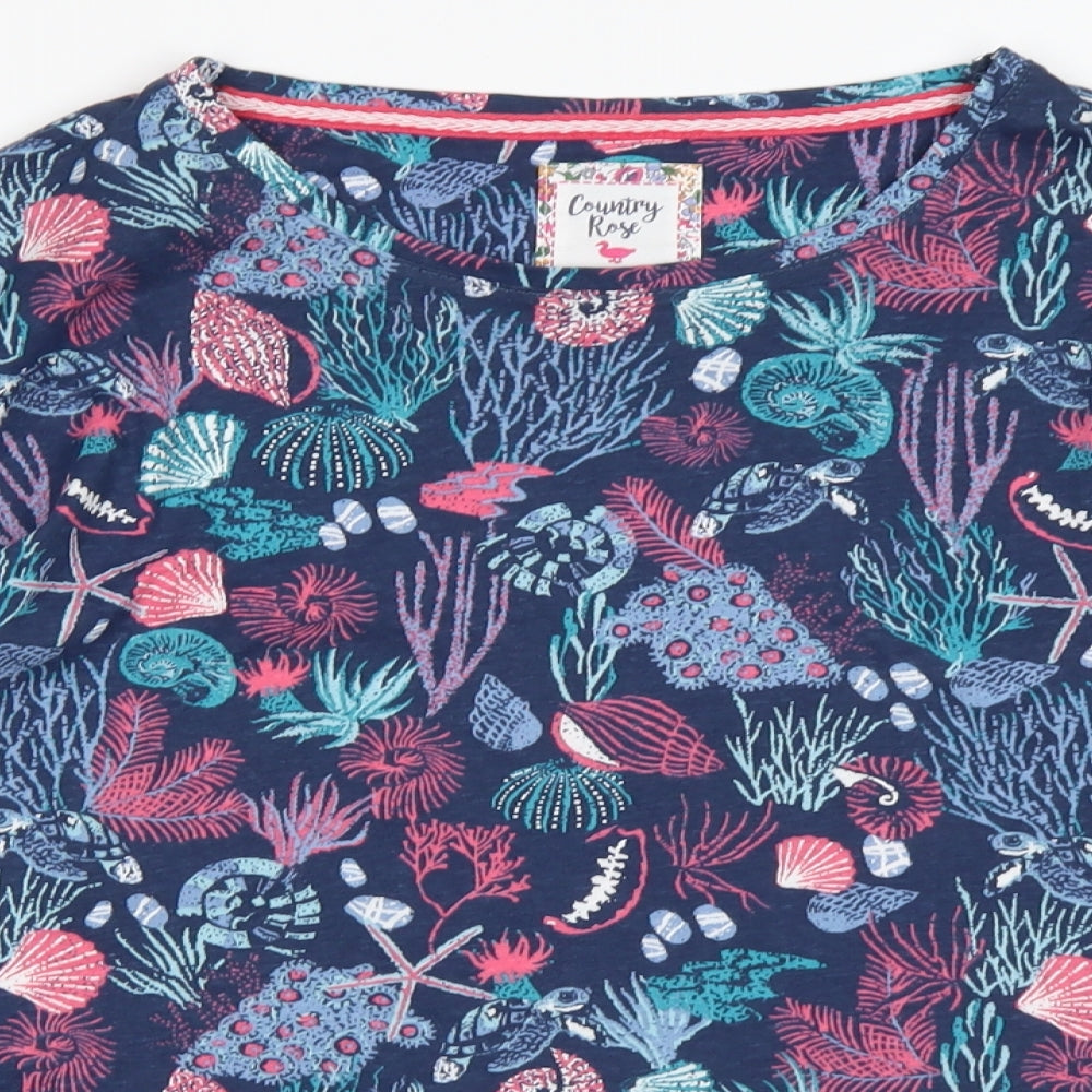 Country Rose  Womens Multicoloured Floral Cotton Basic T-Shirt Size M Round Neck