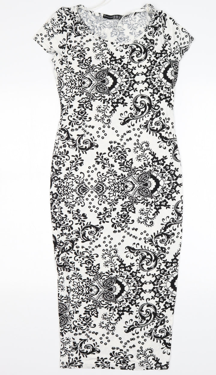 Atmosphere Womens Multicoloured Floral Viscose Pencil Dress  Size 10  Round Neck