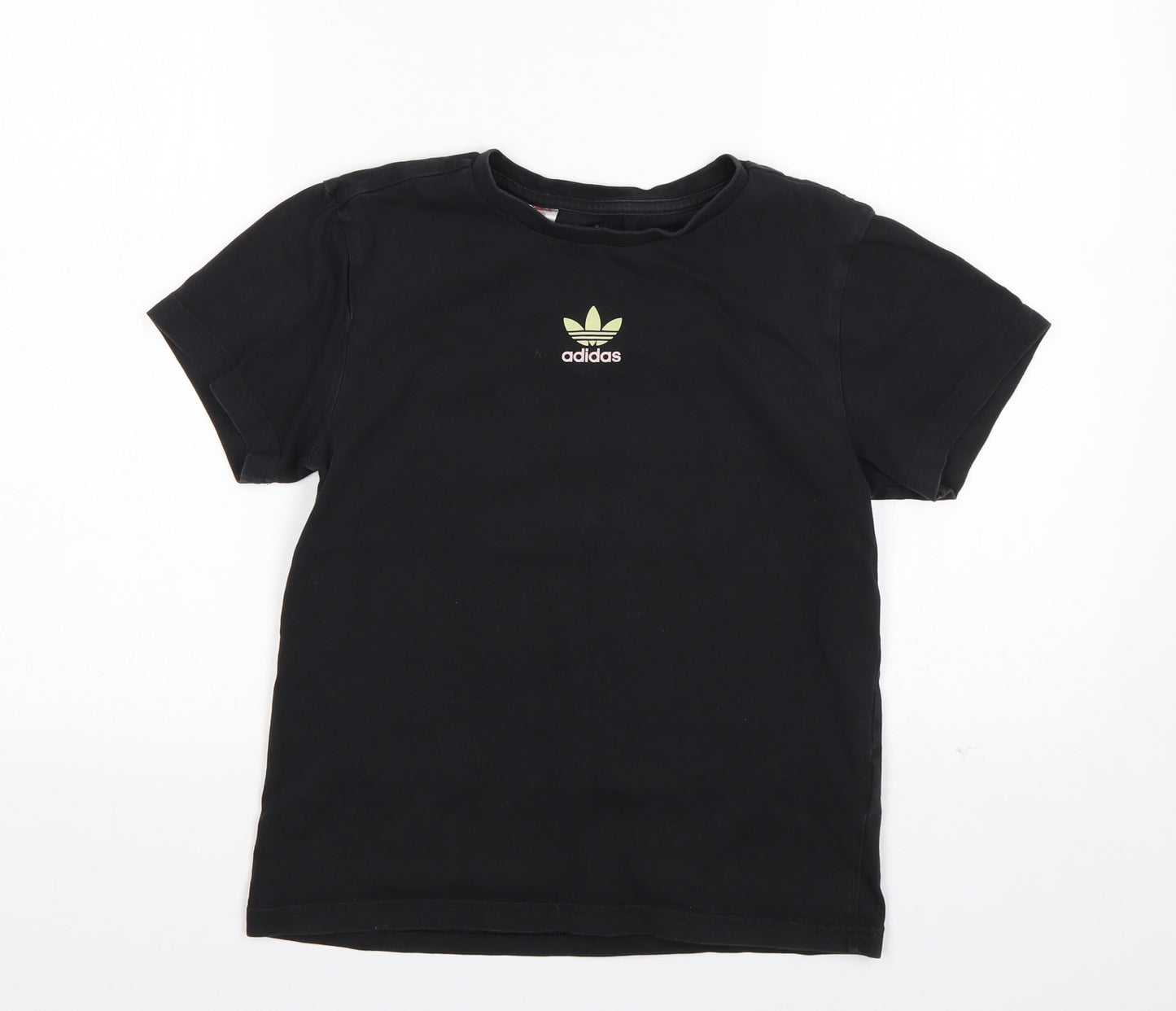 adidas Girls Black  Cotton Basic T-Shirt Size 11-12 Years Round Neck