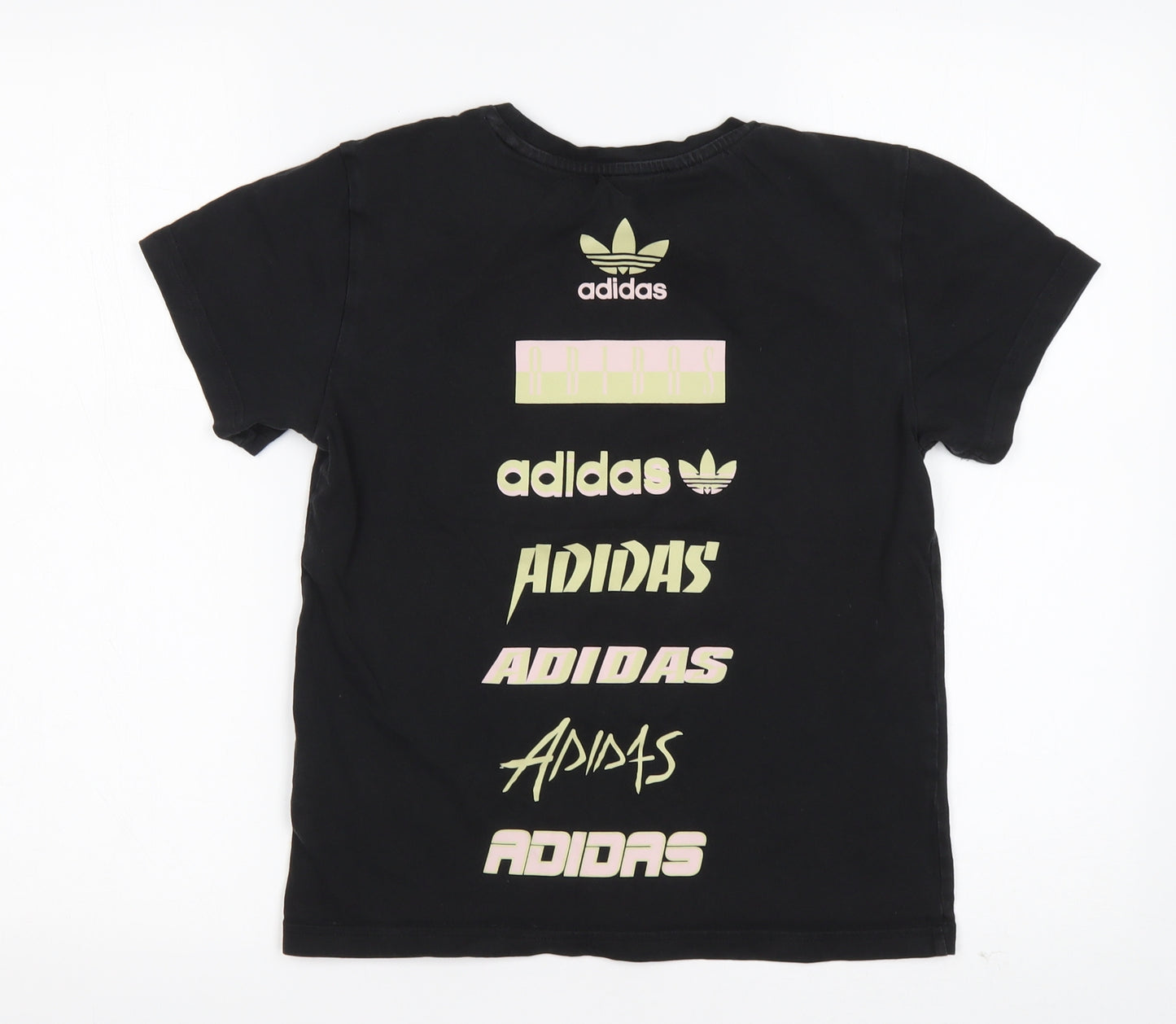 adidas Girls Black  Cotton Basic T-Shirt Size 11-12 Years Round Neck