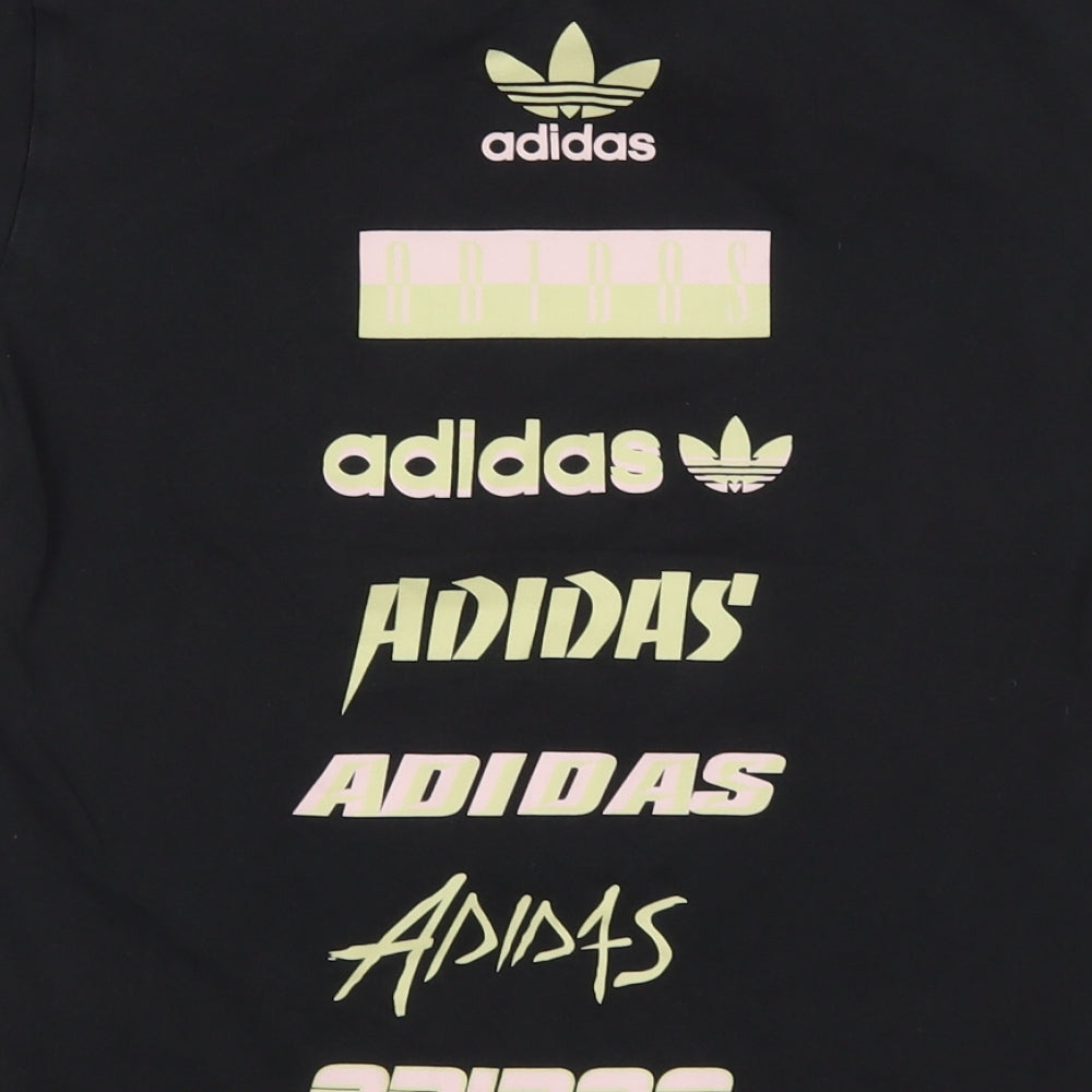 adidas Girls Black  Cotton Basic T-Shirt Size 11-12 Years Round Neck