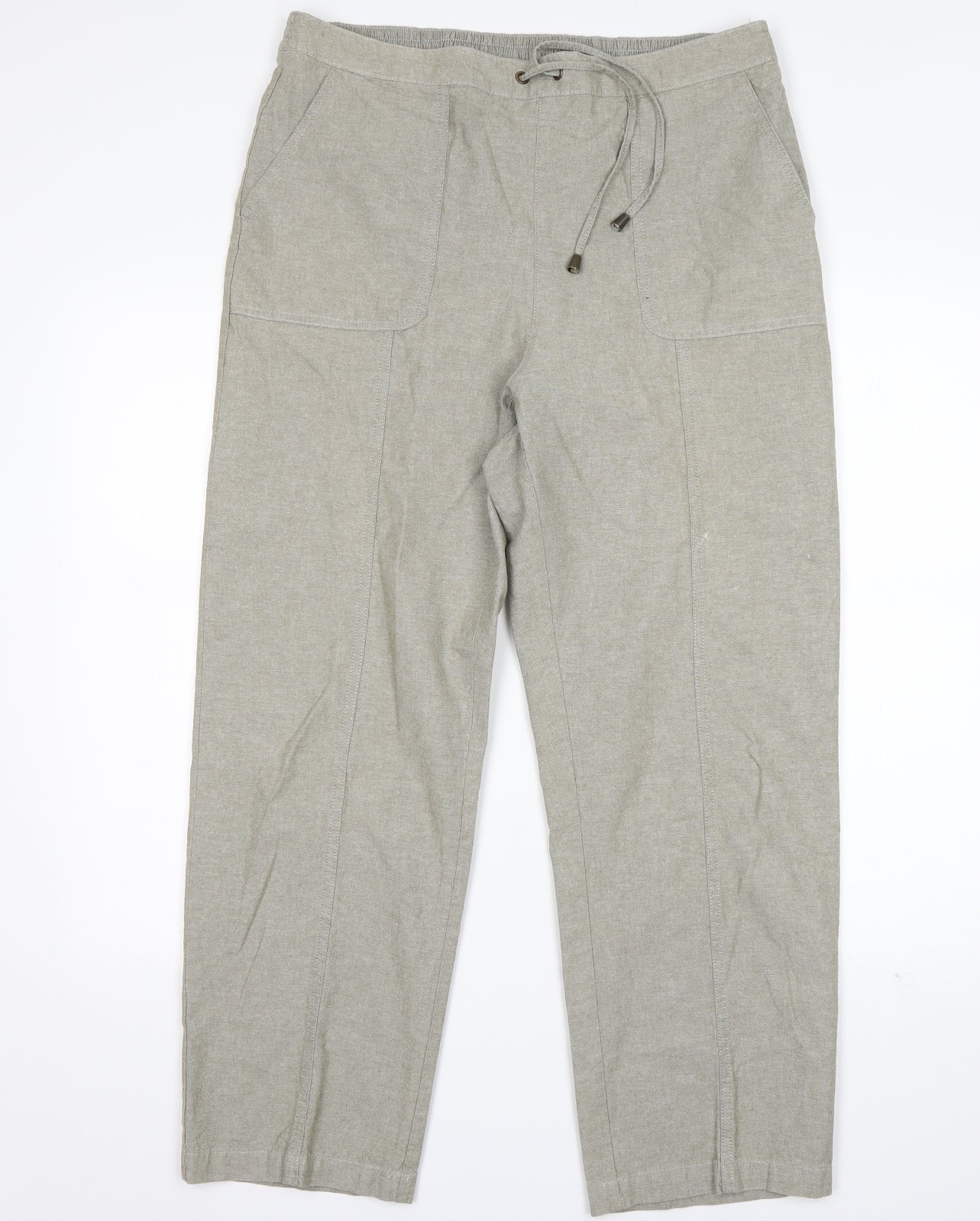 ISLE Essentials Womens Green  Cotton Trousers  Size 14 L28 in Regular