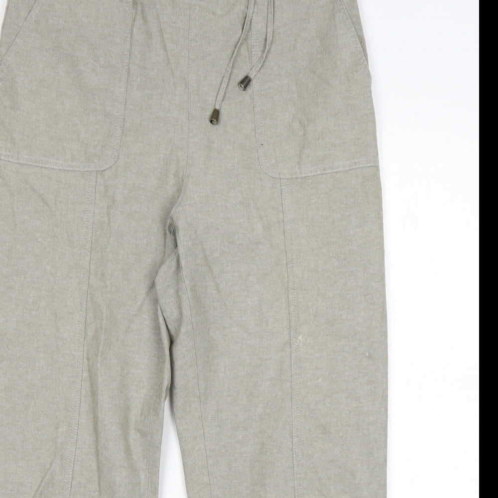 ISLE Essentials Womens Green  Cotton Trousers  Size 14 L28 in Regular