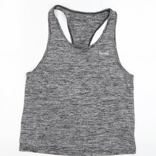 USA Pro Womens Grey  Nylon Basic Tank Size 6 Round Neck