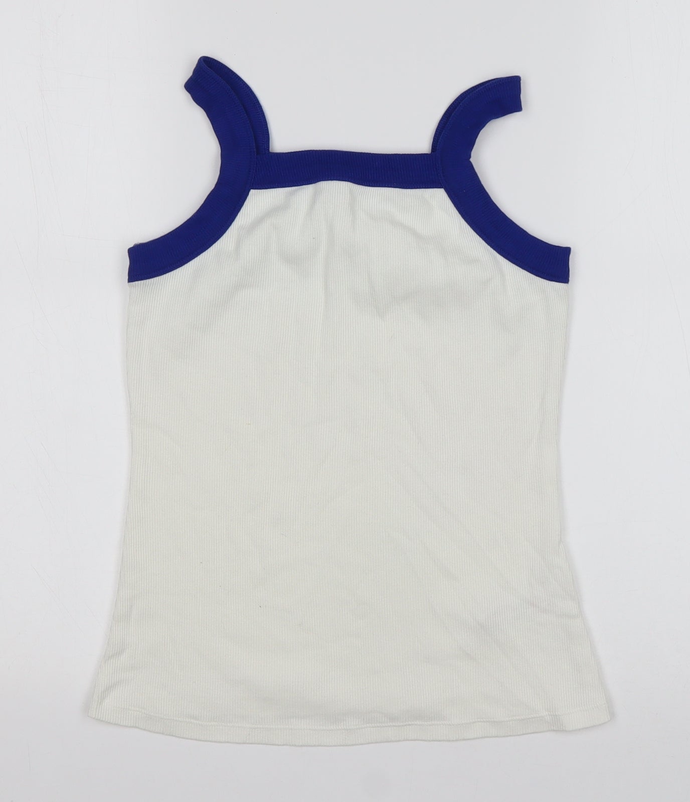 M&S Girls White  Cotton Basic Tank Size 12-13 Years Square Neck