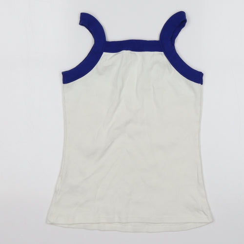 M&S Girls White  Cotton Basic Tank Size 12-13 Years Square Neck