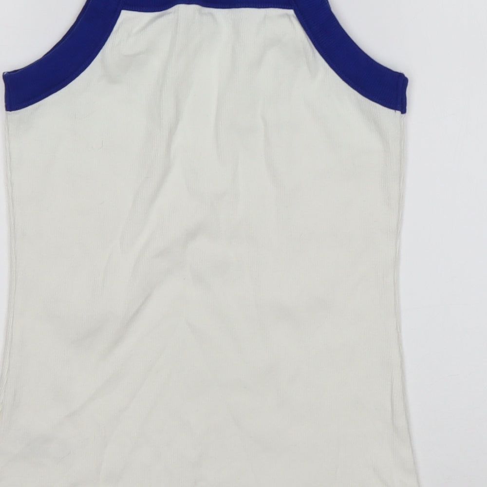M&S Girls White  Cotton Basic Tank Size 12-13 Years Square Neck