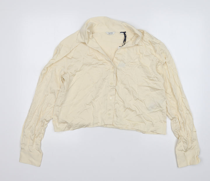 Jack Wills Womens Beige Viscose Basic Button-Up Size 10 Collared