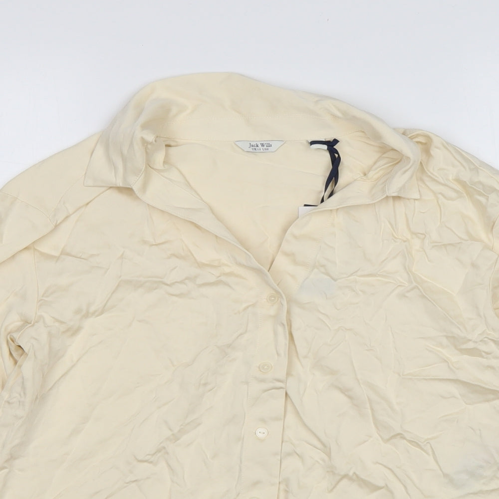 Jack Wills Womens Beige  Viscose Basic Button-Up Size 10 Collared