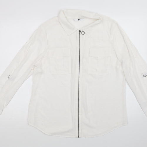 Very Womens White  Polyester Basic Blouse Size L Collared