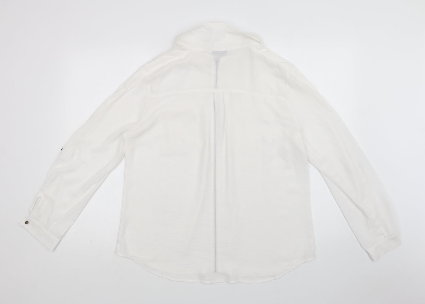 Very Womens White  Polyester Basic Blouse Size L Collared