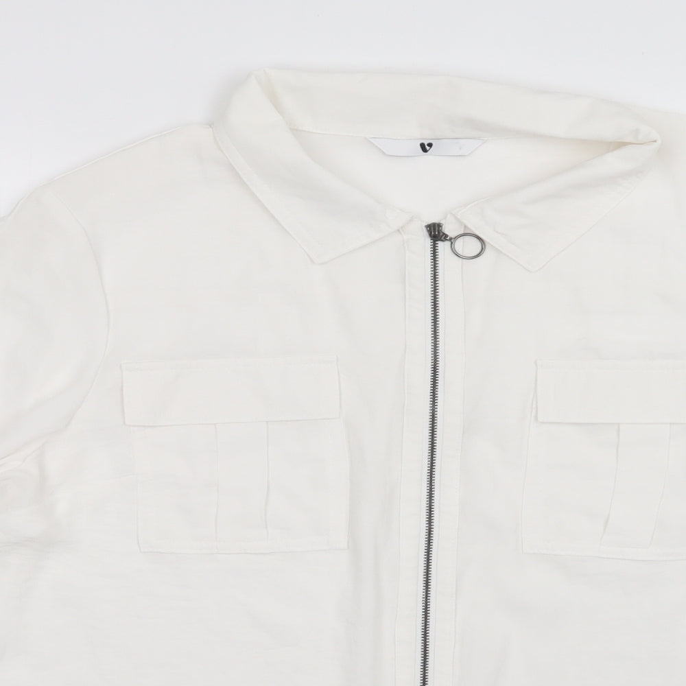 Very Womens White  Polyester Basic Blouse Size L Collared