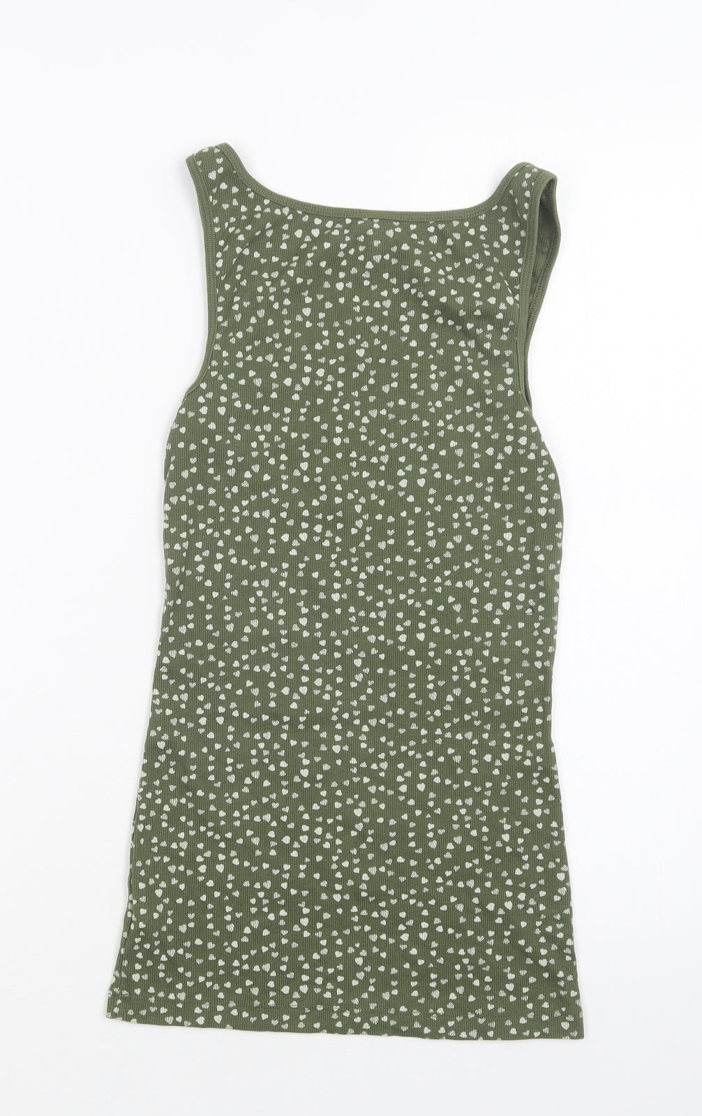 Gap Womens Green Geometric Cotton Basic Tank Size S Scoop Neck - Heart Print