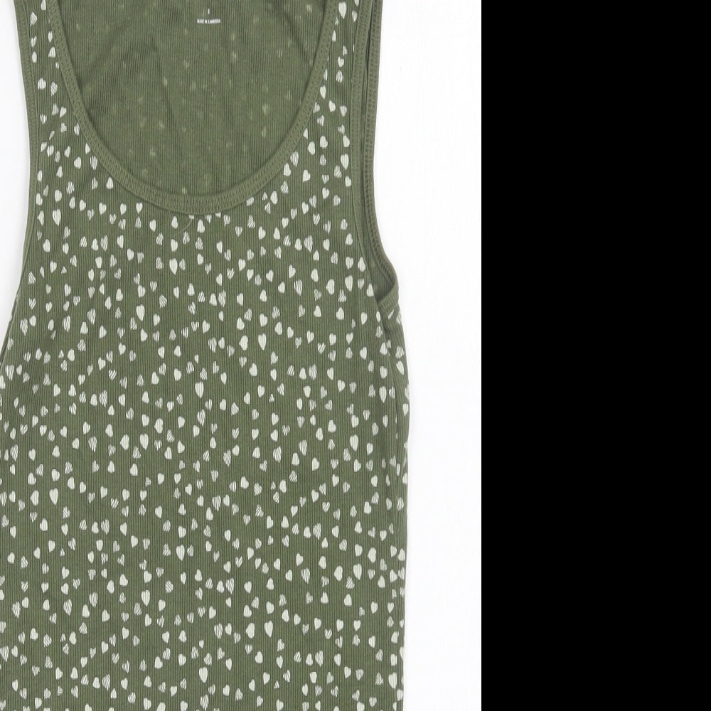 Gap Womens Green Geometric Cotton Basic Tank Size S Scoop Neck - Heart Print