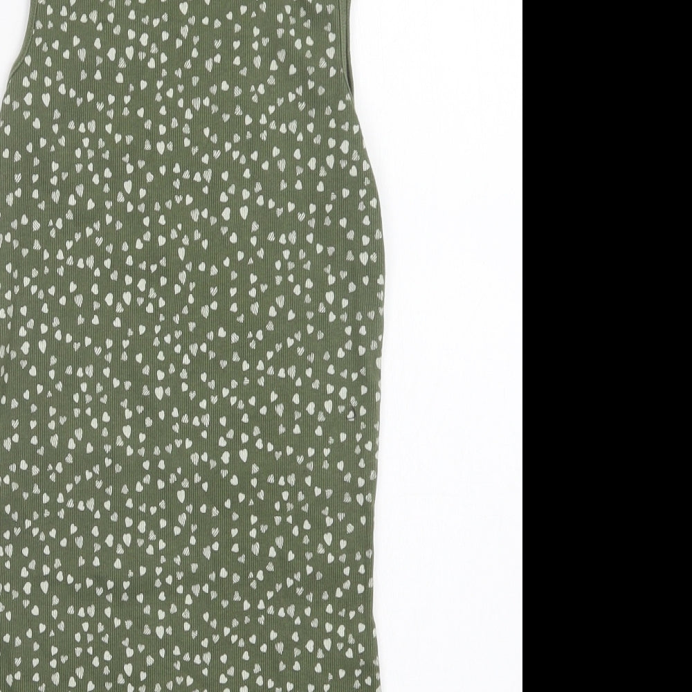 Gap Womens Green Geometric Cotton Basic Tank Size S Scoop Neck - Heart Print