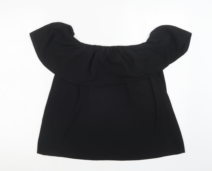Dorothy Perkins Womens Black  Polyester Basic Blouse Size 10 Off the Shoulder