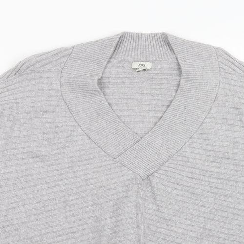 River Is Womens Grey V-Neck  Viscose Pullover Jumper Size M