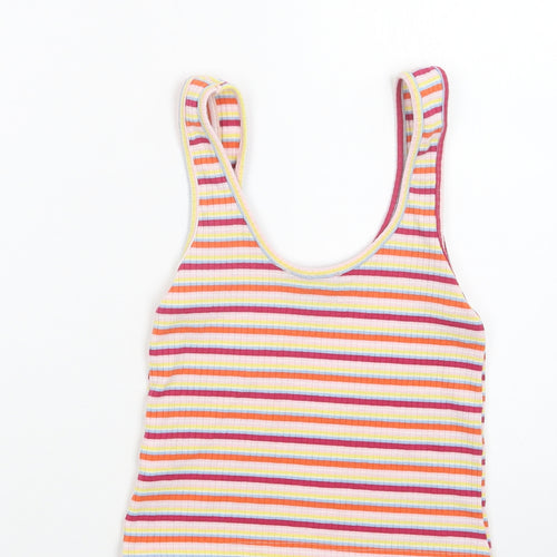 Primark Womens Multicoloured Striped Polyester Cropped Tank Size S Scoop Neck