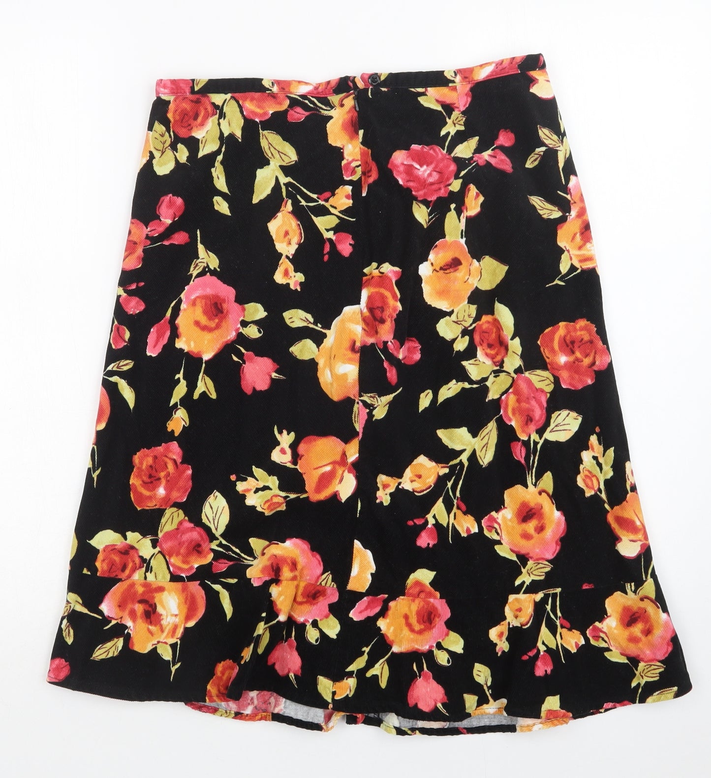Per Una Womens Black Floral  A-Line Skirt Size 12   Zip