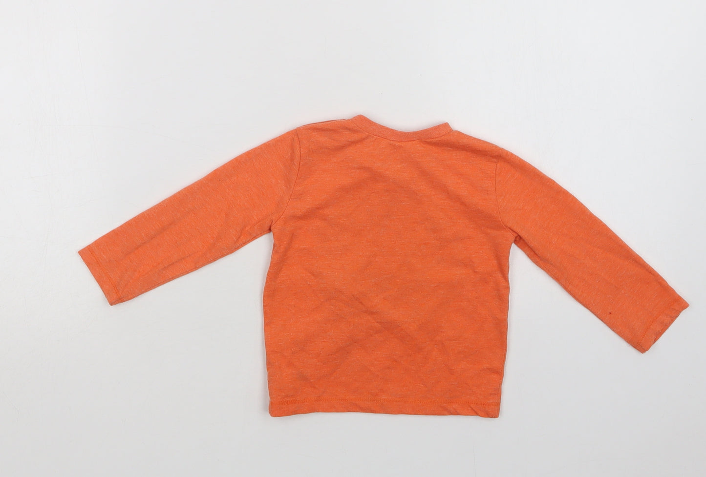 F&F Baby Orange  Polyester Basic T-Shirt Size 6-9 Months Crew Neck Button - Dino