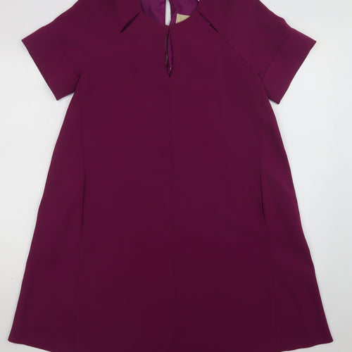 Phase Eight Womens Purple  Polyester A-Line  Size 10  Round Neck Button