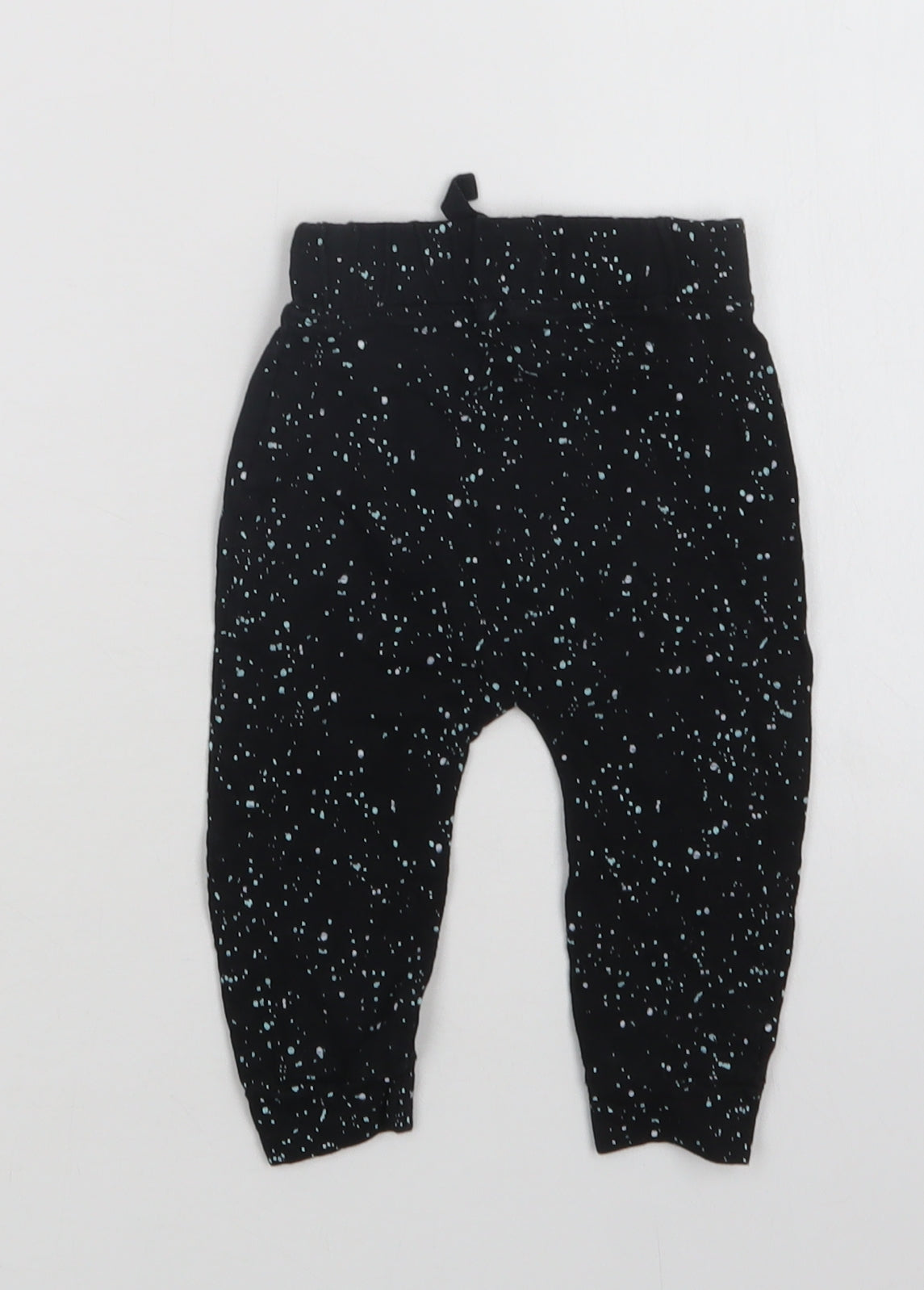 George Baby Black Polka Dot Cotton Jogger Trousers Size 6-9 Months  Drawstring