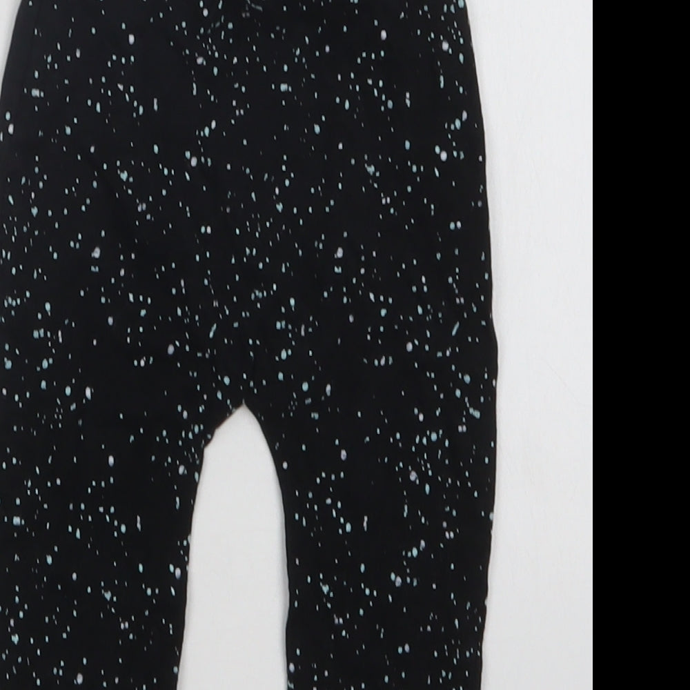 George Baby Black Polka Dot Cotton Jogger Trousers Size 6-9 Months  Drawstring