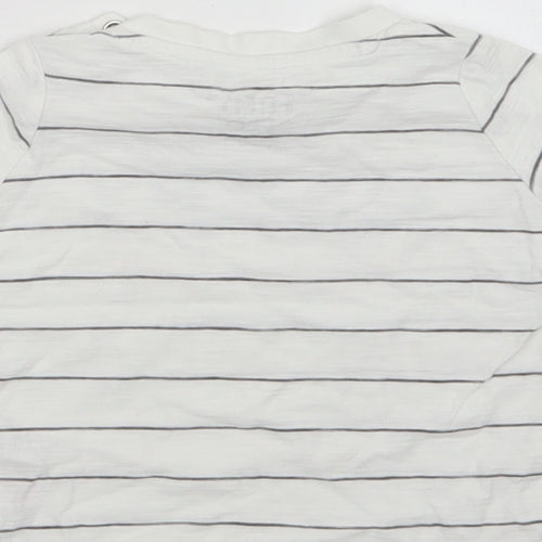 F&F Baby White Striped Cotton Basic Polo Size 6-9 Months Crew Neck Snap - Happy