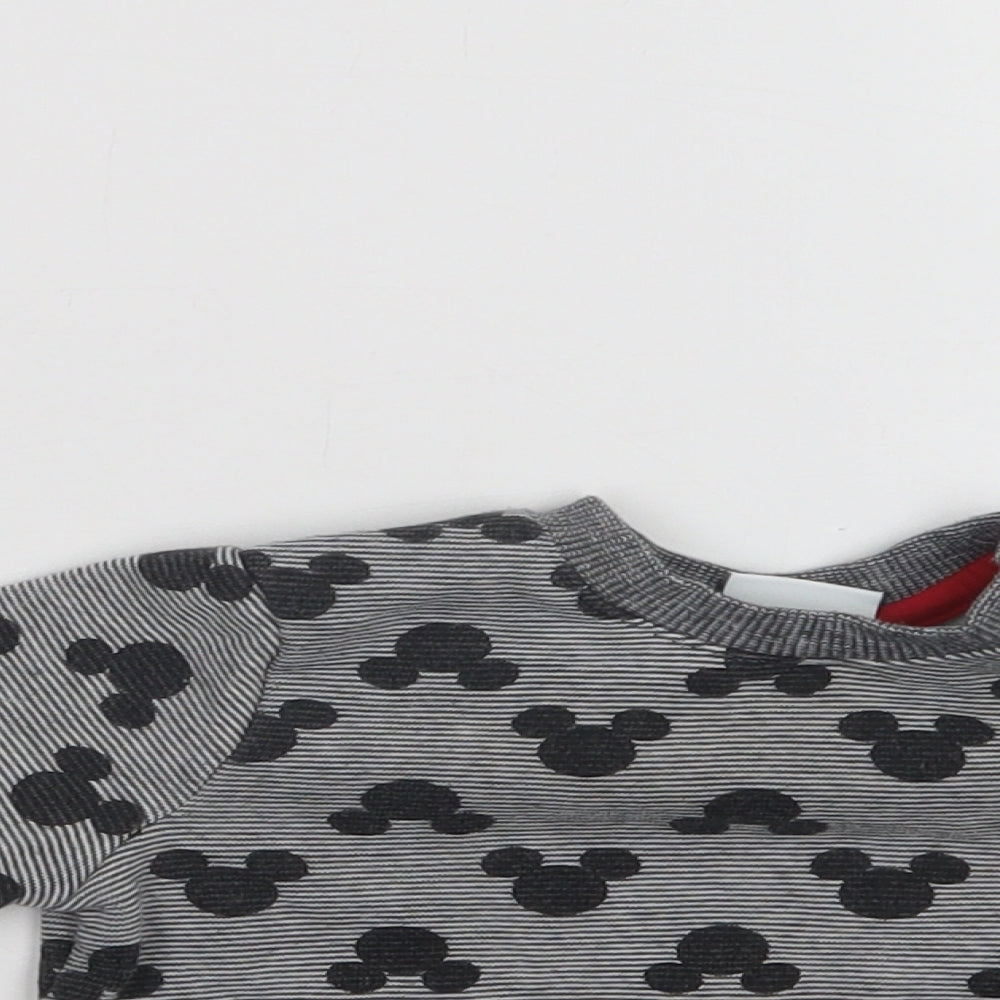 Disney Baby Baby Grey Geometric Cotton Pullover Jumper Size 6-9 Months  Snap - Mickey Mouse