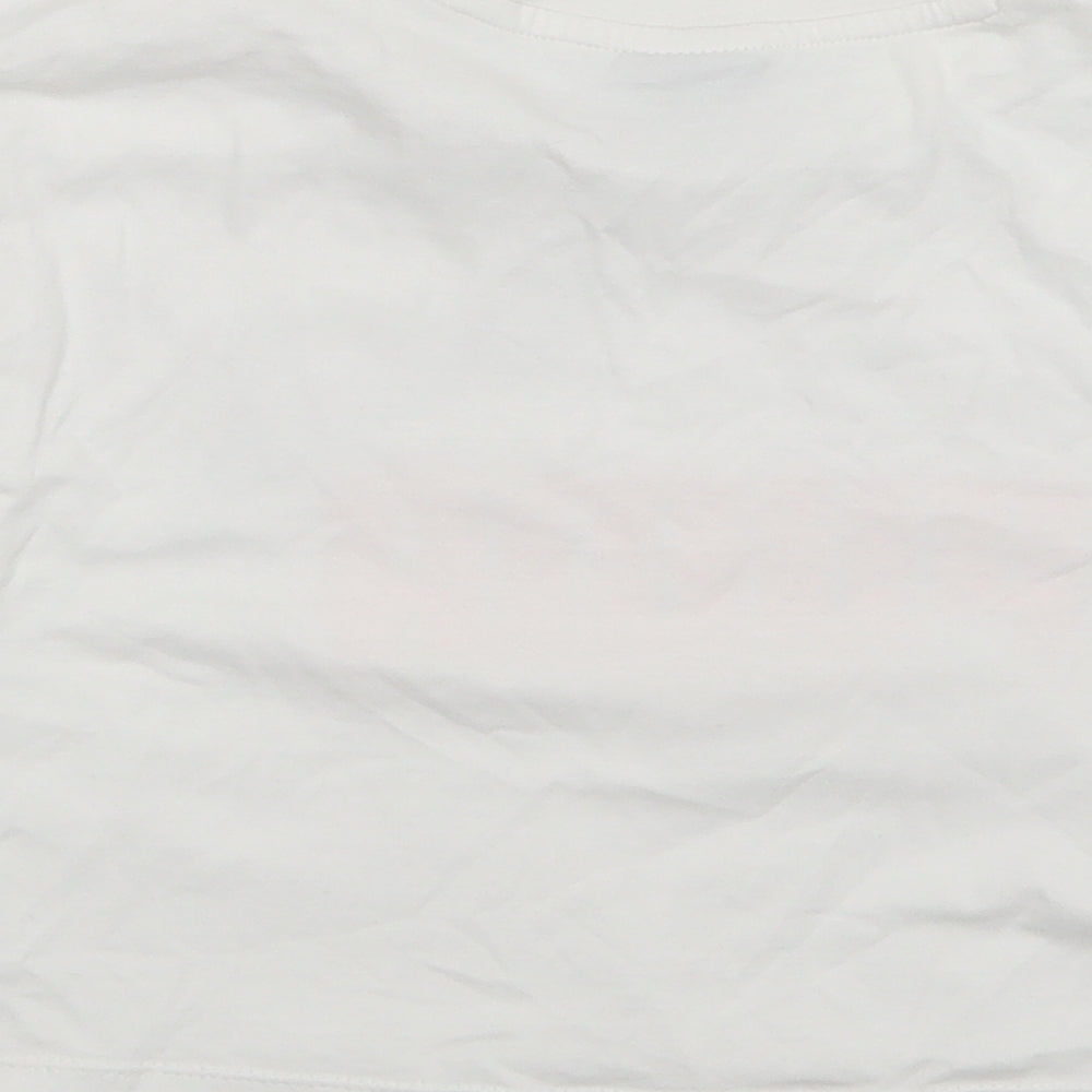 PUMA Girls White  Cotton Basic T-Shirt Size 5-6 Years Crew Neck