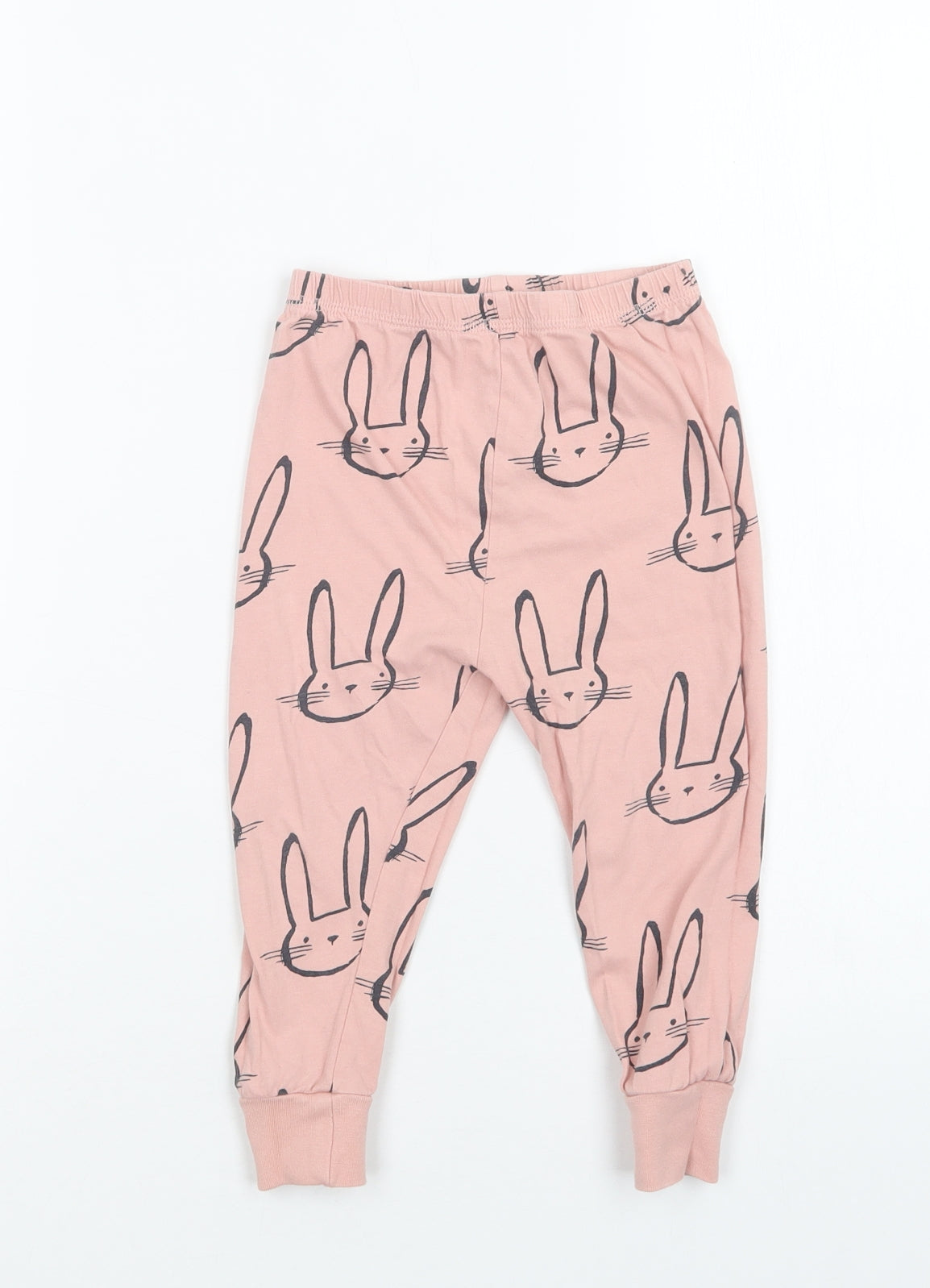 George Girls Pink Geometric Cotton  Pyjama Pants Size 2-3 Years   - Bunny Print