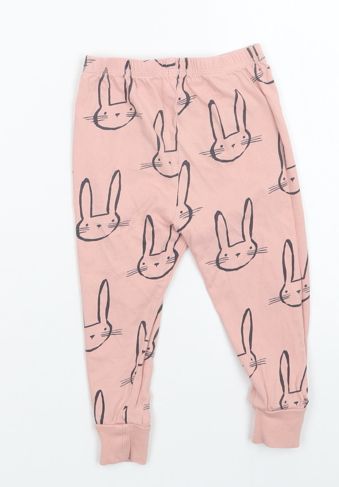 George Girls Pink Geometric Cotton  Pyjama Pants Size 2-3 Years   - Bunny Print