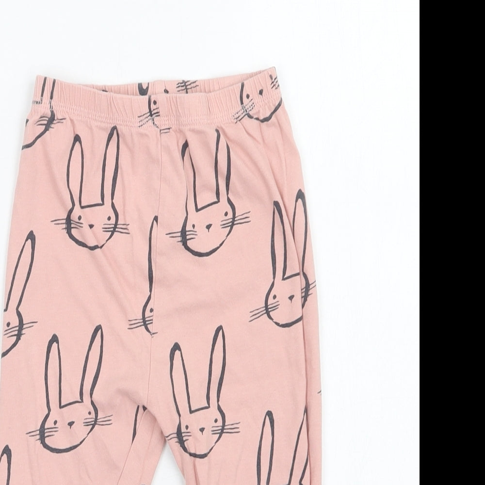 George Girls Pink Geometric Cotton  Pyjama Pants Size 2-3 Years   - Bunny Print