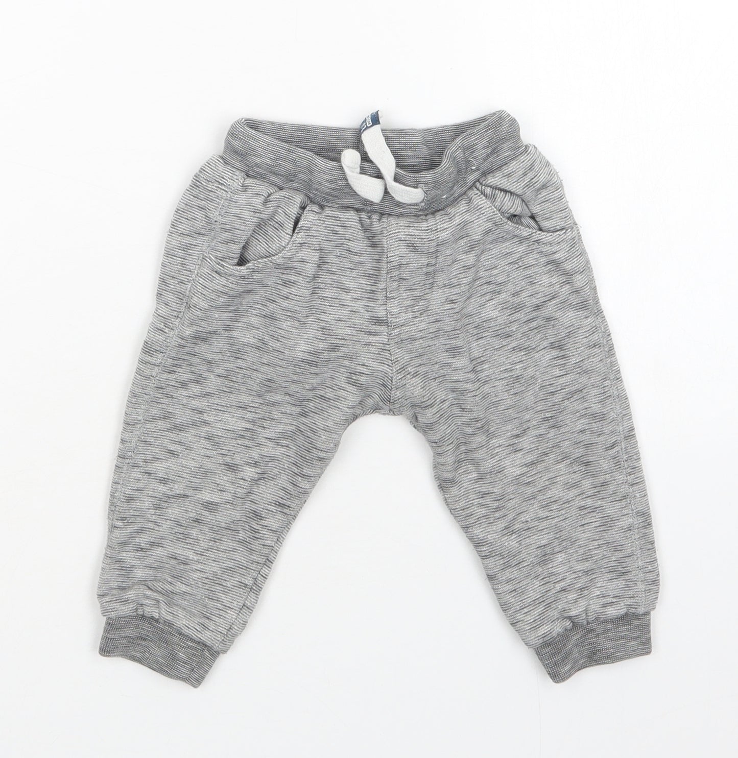 F&F Baby Grey  Cotton Jogger Trousers Size 6-9 Months  Drawstring