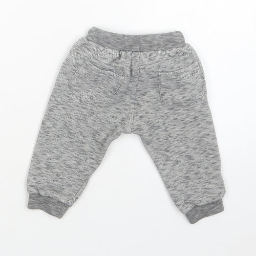 F&F Baby Grey  Cotton Jogger Trousers Size 6-9 Months  Drawstring
