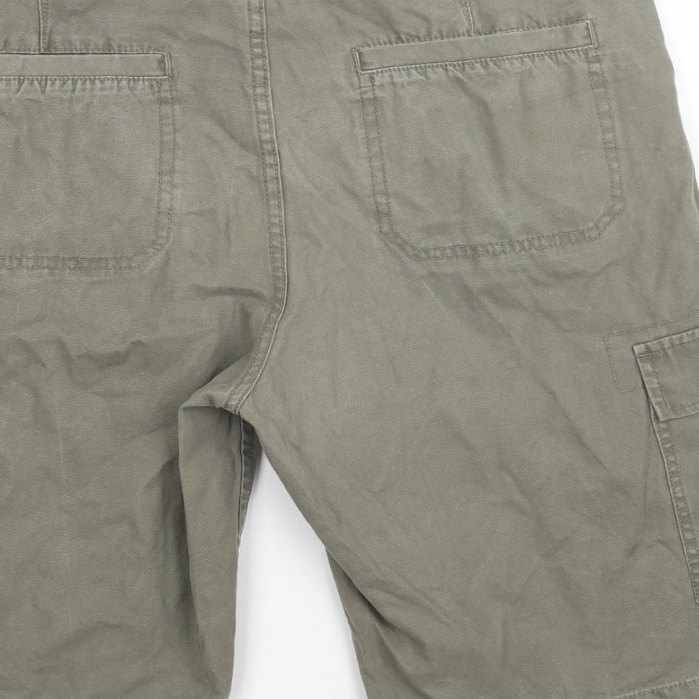 F&F Mens Green  Cotton Cargo Shorts Size 32 L12 in Regular Button