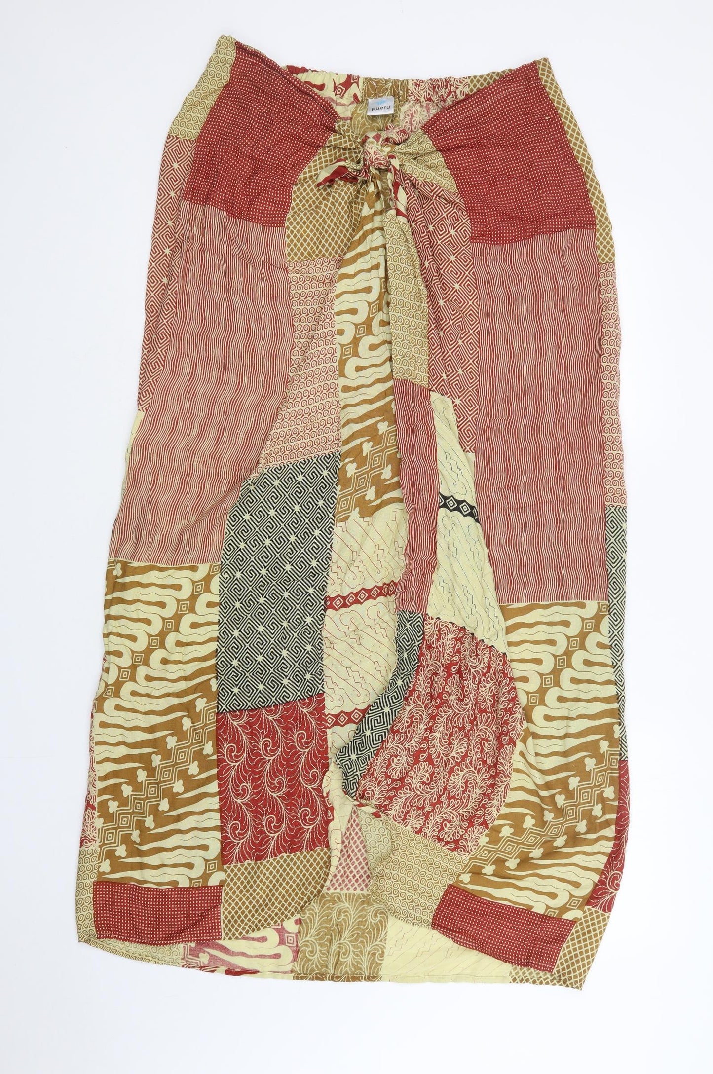 Pueeru Womens Multicoloured Geometric Viscose Maxi Skirt Size L