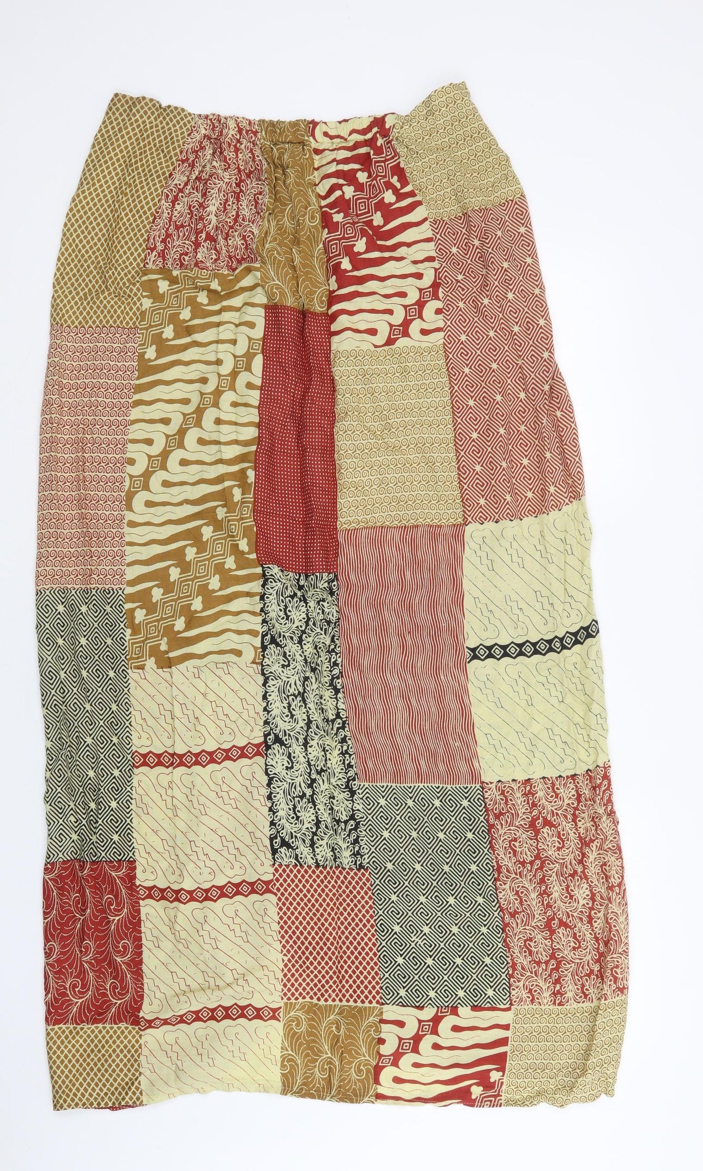 Pueeru Womens Multicoloured Geometric Viscose Maxi Skirt Size L
